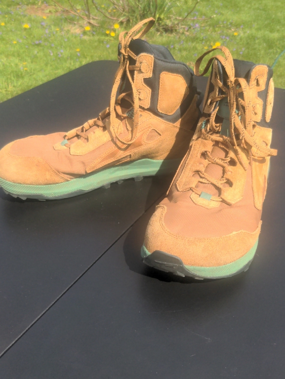Altra Men's Tan and Green Hiking Boots